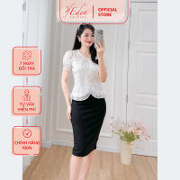 Áo kiểu công sở cổ tim tay phồng thời trang Eden - ASM243