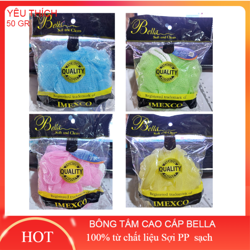 Bông Tắm Cao Cấp Tròn Bọt Biển Bella 50 Gr Nhiều Màu