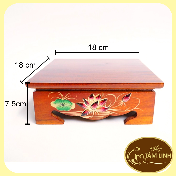 Đôn Gỗ Vuông Hoa Sen Đặt Tượng Thờ _ Nhiều Cỡ
