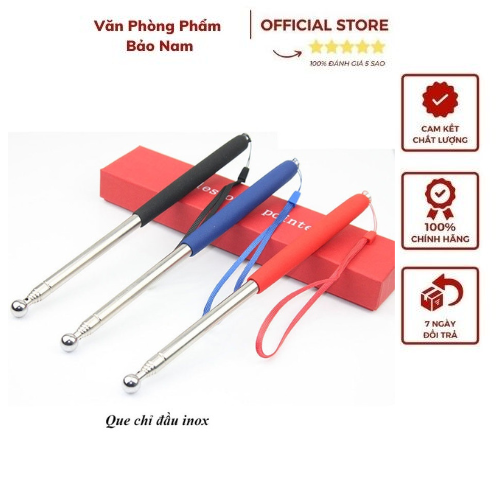 que chỉ bảng đầu bọc nỉ dài 1 mét khi kéo ra / thu gọn 25cm - 1 que chỉ bảng inox đầu nỉ 1 dây treo