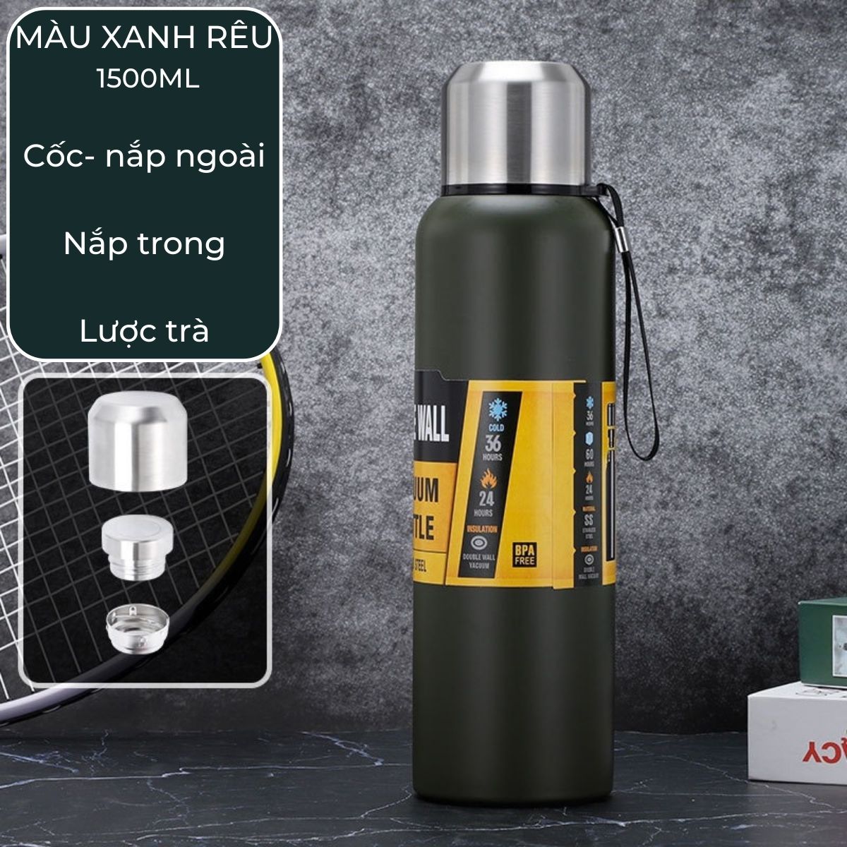 Bình giữ nhiệt Inox 316 cao cấp BOSS Dung tích 1500ml - 1000ml Giữ nhiệt 36 Tiếng Bảo Hành 6 tháng