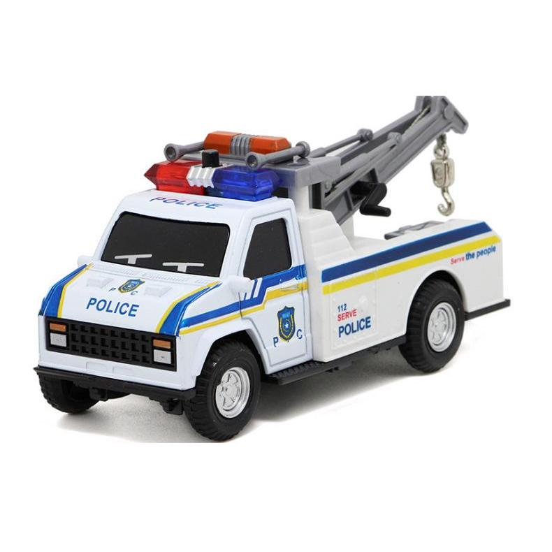 Xe mô hình ô tô đồ chơi trẻ em ô tô cảnh sát cứu hộ đồ chơi trẻ em - Tow truck - Rescue Truck xe chạy cót có đèn và âm thanh cảnh sát