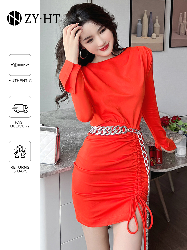 Váy mặc bên trong Nữ Hoàng gợi cảm váy ngắn ôm eo dài tay bó sát thu đông  váy liền khí màu đen | Shopee Việt Nam