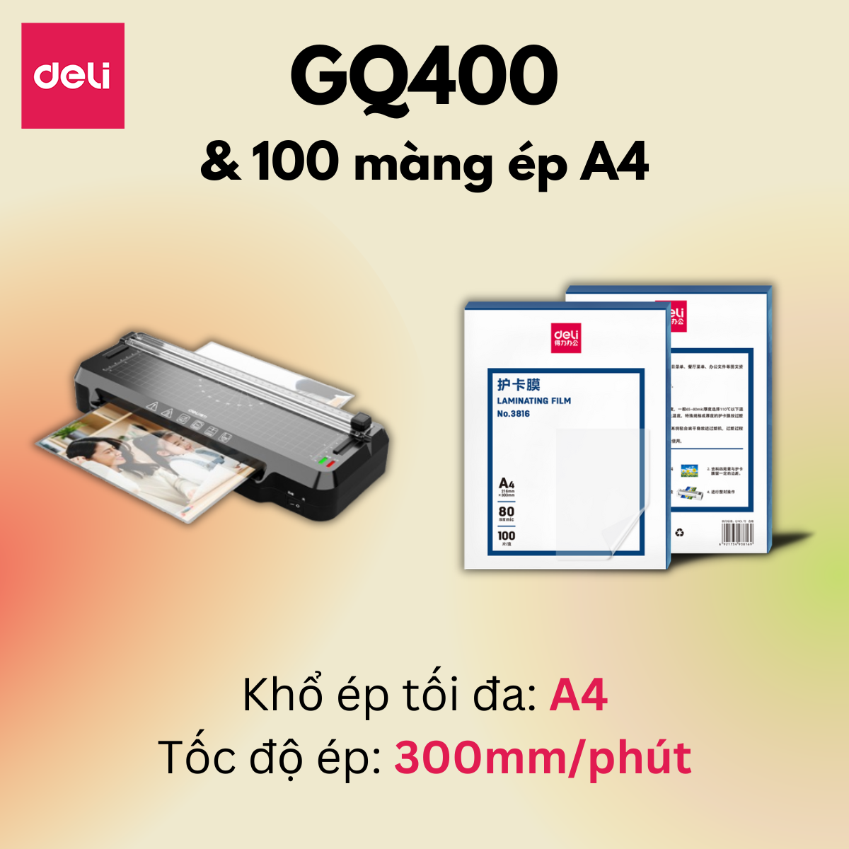 Máy Ép Plastic Khổ A4 Deli Chính Hãng Chuyên Dụng Mẫu Mới Họa Tiết Hoa Văn - Máy Ép Nhựa Dẻo Màng Ảnh Poster An Toàn Dễ Sử Dụng Máy Ép Bảo Vệ Lưu Trữ Tài Liệu Hình Ảnh Văn Phòng