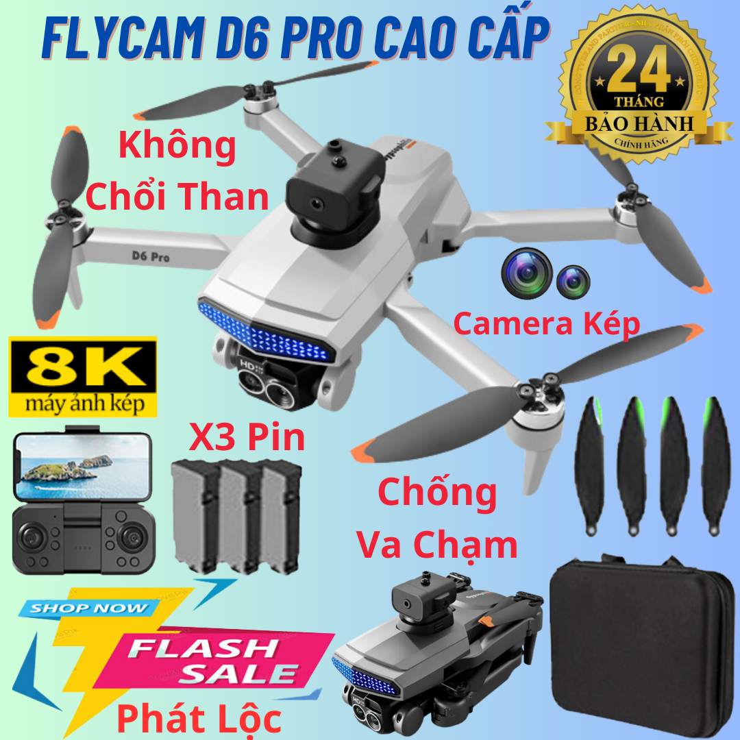 Máy Bay Flycam Camera Mini Giá Rẻ Drone D6 Pro Máy Bay Không Người Lái Điều Khiển Từ Xa 4 Cánh Bay Siêu Cao Siêu Xa Pin Siêu Khủng