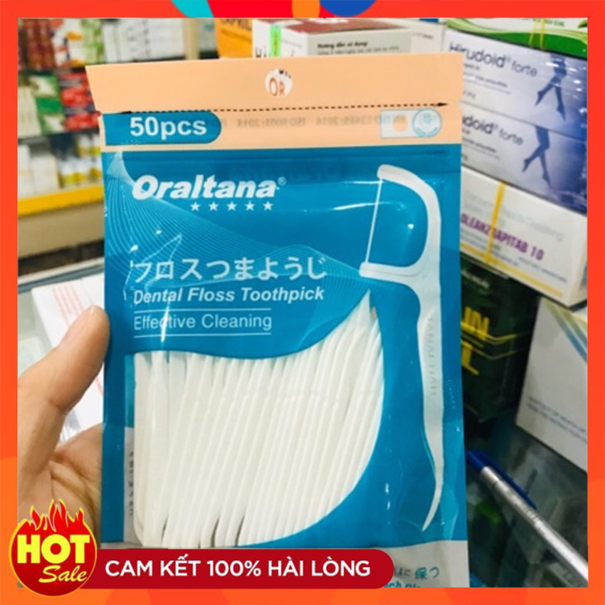 [Hàng chính hãng] Túi 50 cây tăm chỉ nha khoa Oraltana chất lượng cao