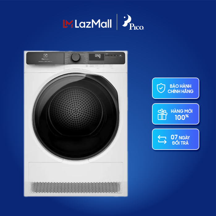 Máy sấy bơm nhiệt Electrolux EDH803J5WC 8 kg, Trắng/Đen, Dung lượng lớn cho gia đình từ 4-5 người