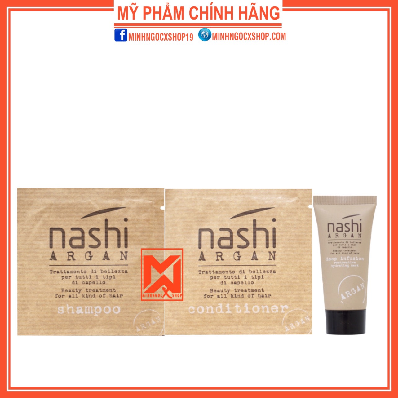 Bộ Sản Phẩm Nashi Argan Try Me Kit ( Dầu Gội + Xả 15Ml + Hấp 20Ml )