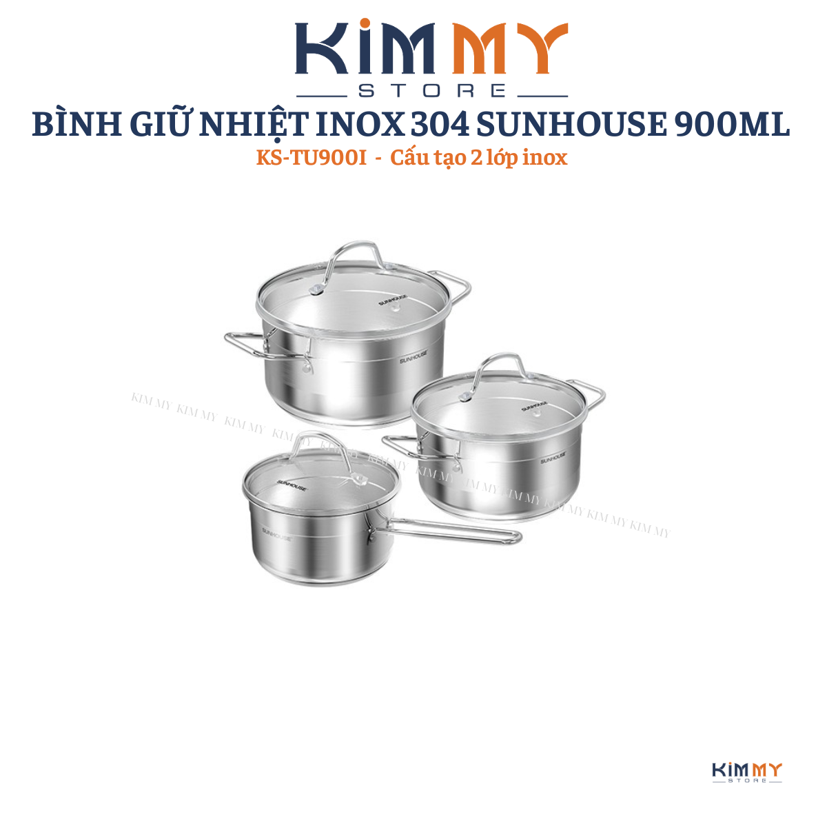 BỘ NỒI CHẢO INOX IMPACT PLUS SUNHOUSE HEALTHY SHG991 / SHG995 - 1 NỒI 20CM + 1 NỒI 24CM + 1 XỬ