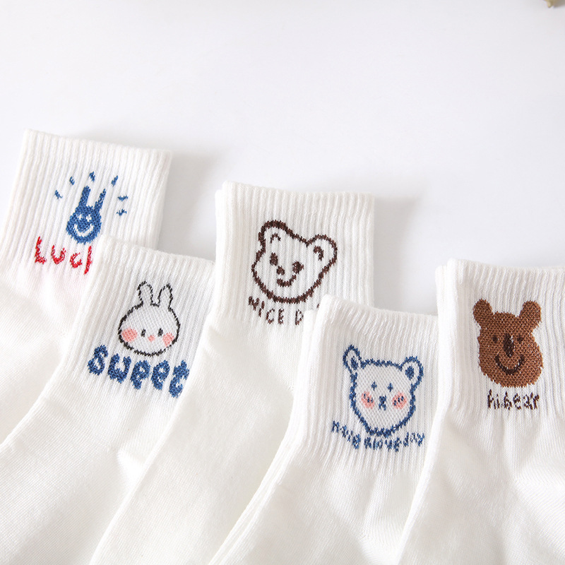 [miễn phí vận chuyển] Set 10 Đôi/5 Đôi Tất Vớ Nữ Cao Cổ Gấu Trắng