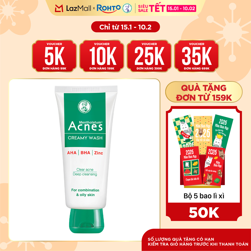 Sữa rửa mặt ngăn ngừa mụn Acnes Creamy Wash 100g