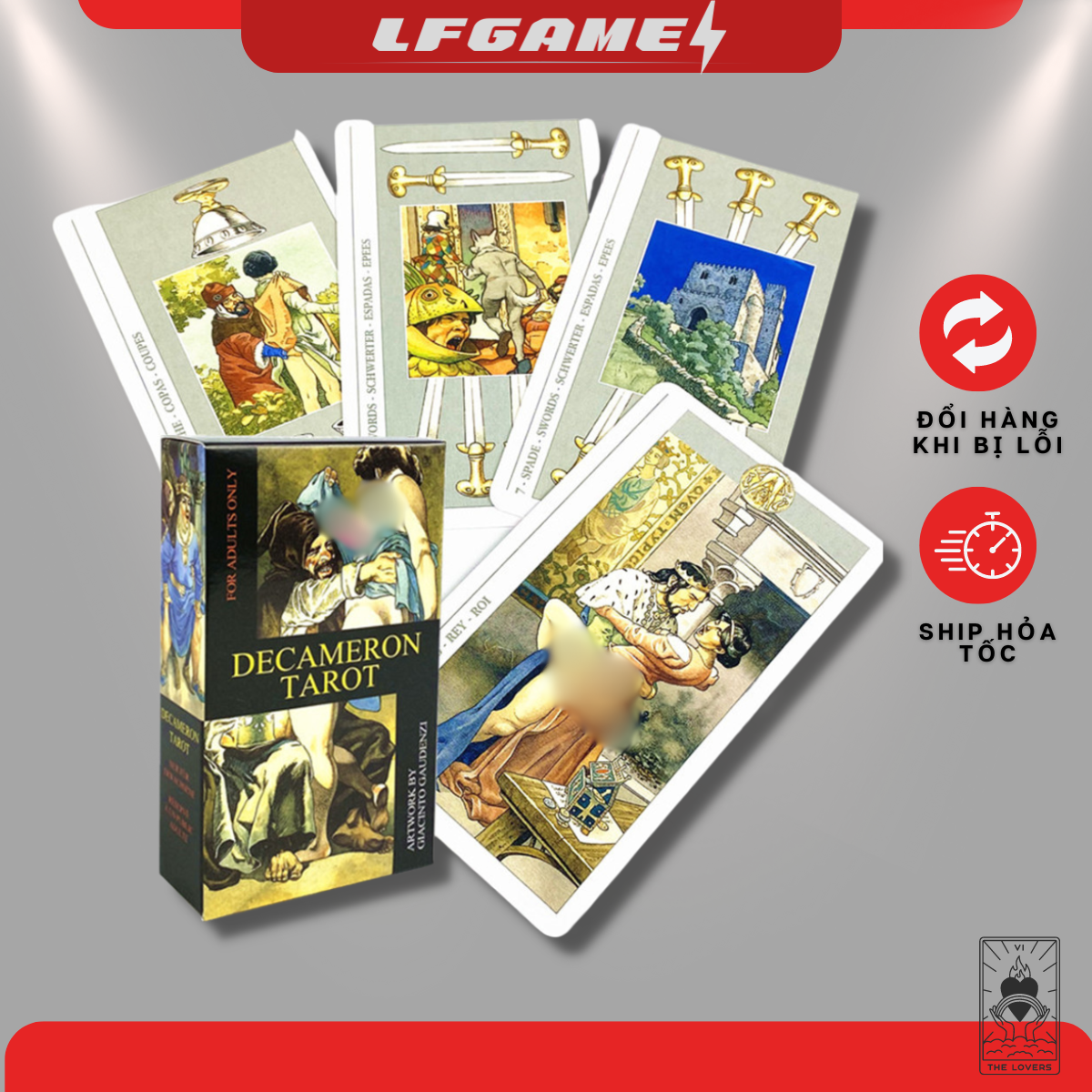 Bộ Bài Bói Tarot Decameron size tiêu chuẩn Tiếng Anh [MUA 2 BỘ BẤT KÌ TẶNG ĐÁ THANH TẨY]