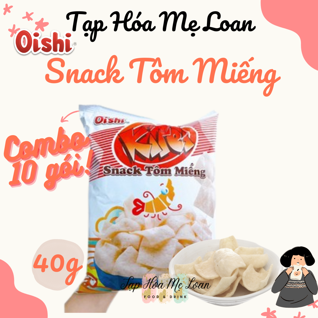 COMBO 10 GÓI Bánh Snack Bim Bim Tôm Miếng Kirei Oishi 32g