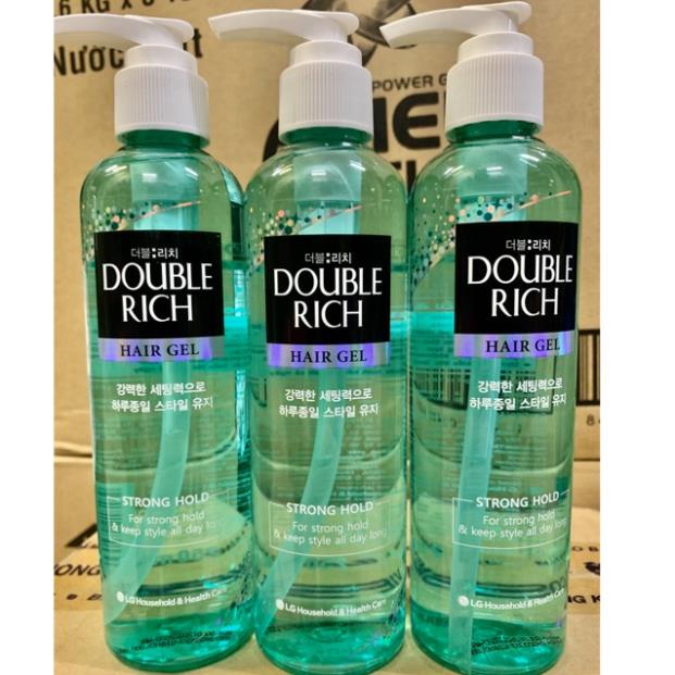 GEL tạo kiểu và giữ nếp tóc mạnh Double Rich 250 ml (mầu xanh)