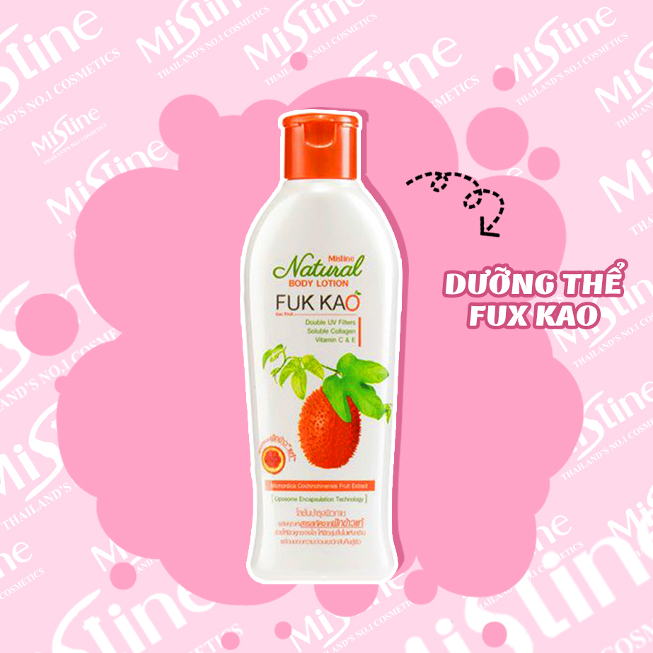 Sữa Dưỡng Thể Trắng Và Dưỡng Ẩm Mistine Natural Body Lotion Fuk Kao Thái Lan 200Ml - Tinh Chất Từ Gấc