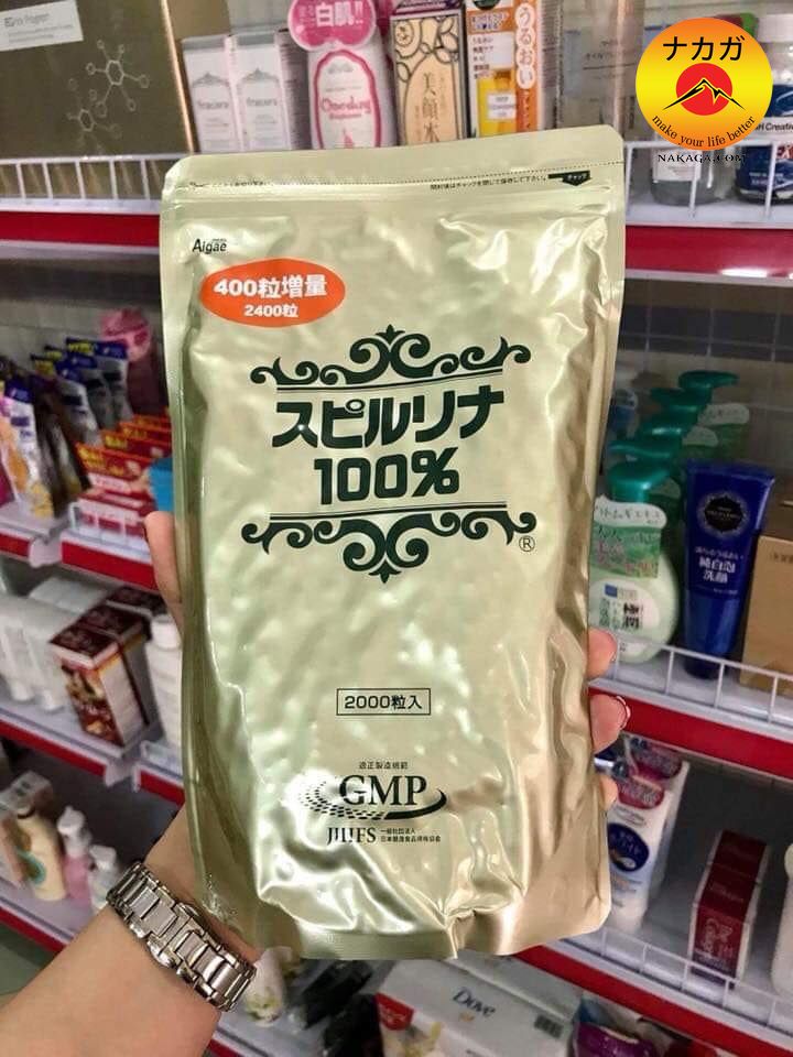 Tảo xoắn Spirulina Algae dạng túi 2400 viên của Nhật Bản