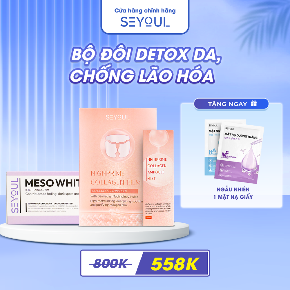 Combo collagen thuỷ phân SEYOUL Hàn Quốc làm đều màu da + Cấy phấn Meso White SEYOUL cung cấp dưỡng 