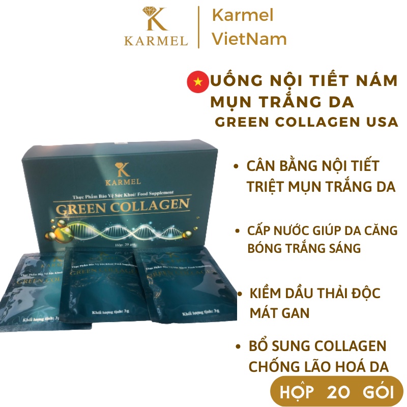 Uống Nội Tiết Nám Mụn Cân Bằng Nội Tiết Giúp Da Trắng Sáng Tăng Sinh Collagen - GREEN WHITE COLLAGEN