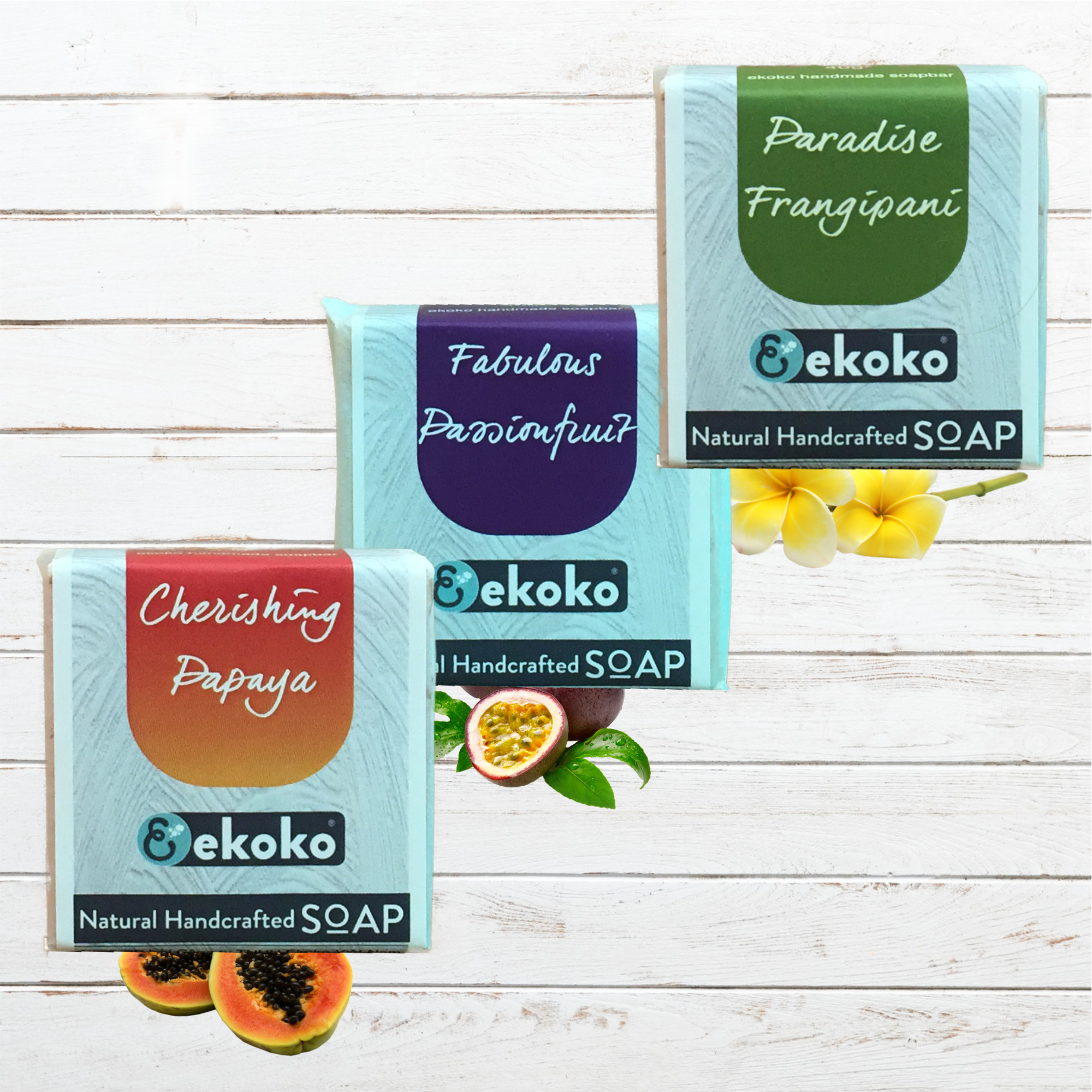 Bộ 3 xà phòng handemade 40g Chanh leo- Hoa Sứ – Đu Đủ tiện dụng giá tốt
