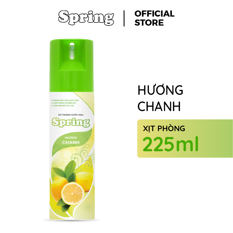 Xịt phòng nước hoa Spring 225ml/chai Hương chanh phấn hồng phấn hoa hồng hoa Ylang Ylang Hoa Lài