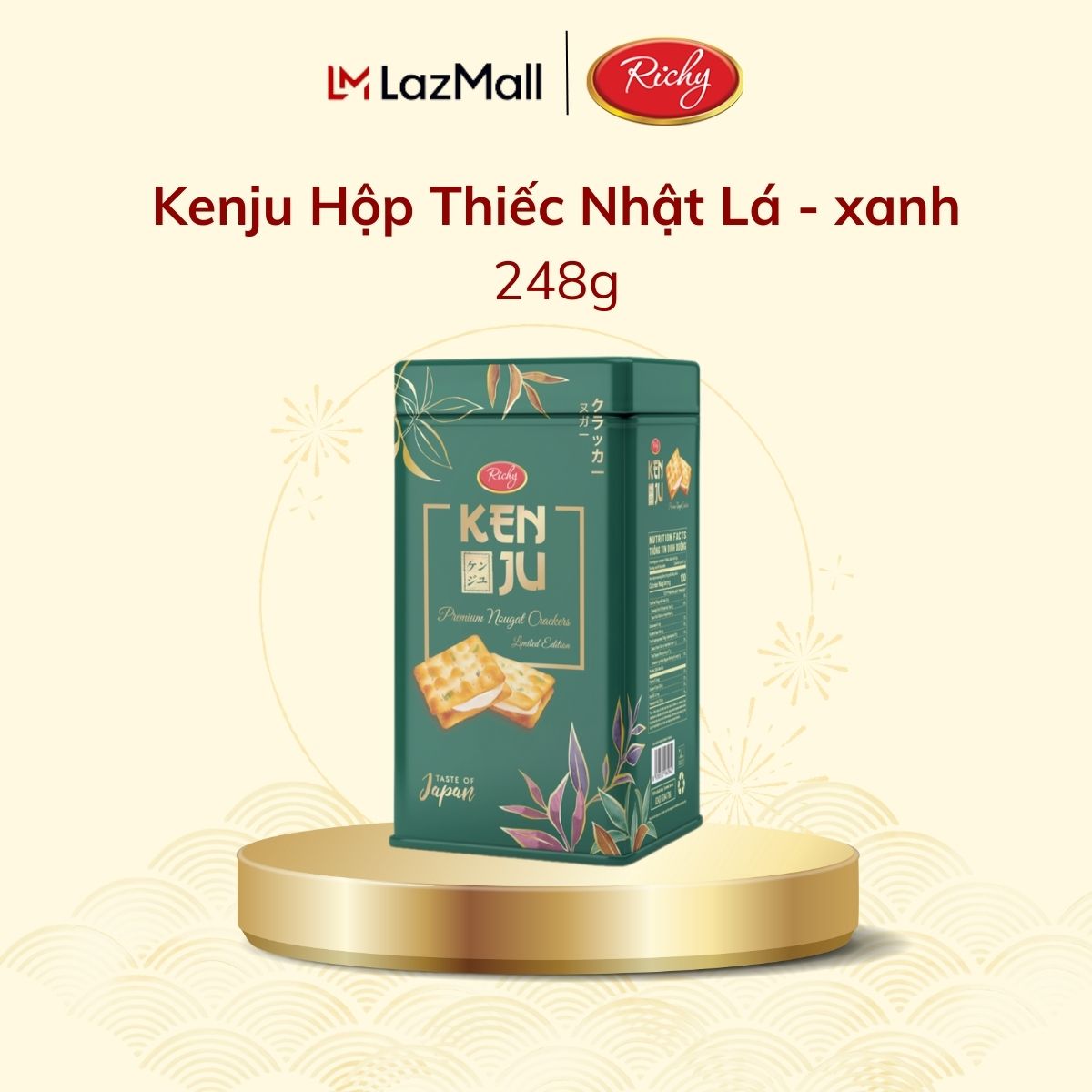 [NEW] Hộp Bánh Tết Kenju Nhật Kem Dẻo Hành Hộp Thiếc Cao 248g - Bánh Kẹo Richy