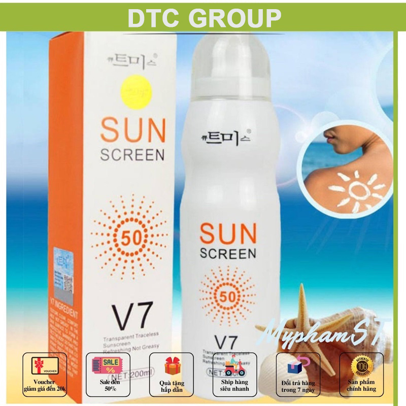 Xịt chống nắng hàn quốc sun screen v7 Xịt chống nắng- Sun Screen V7( lên tone chống lão hóa ko bết d