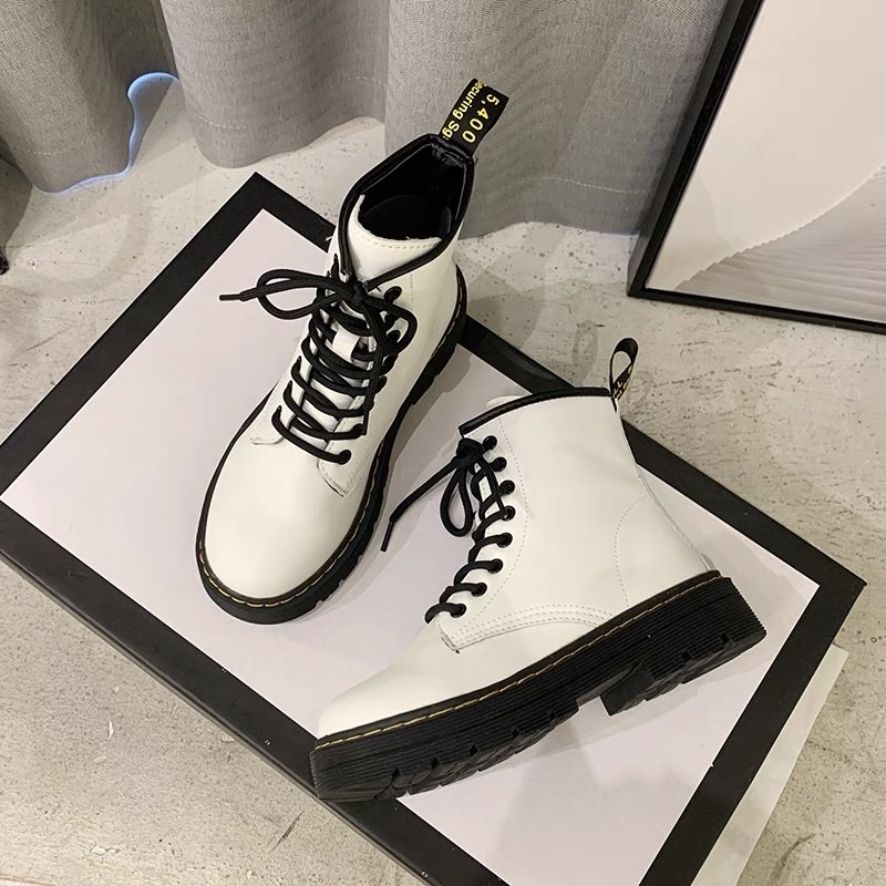 Mua Giày nữ Bốt da Martin cao gót đế vuông, Giầy boots cổ cao thời trang  ulzzang Hàn Quốc 6cm tăng chiều cao Full Box hàng chính hãng | MamaShop.Vn
