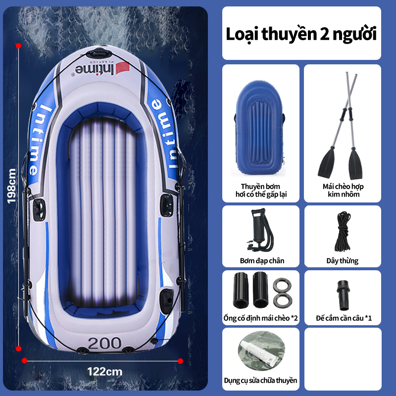 [HCM]Thuyền hơi thuyền phao xuồng bơm hơi thuyền câu cá INTIME chứa 3người 4 người lớn dày hơn rộng 