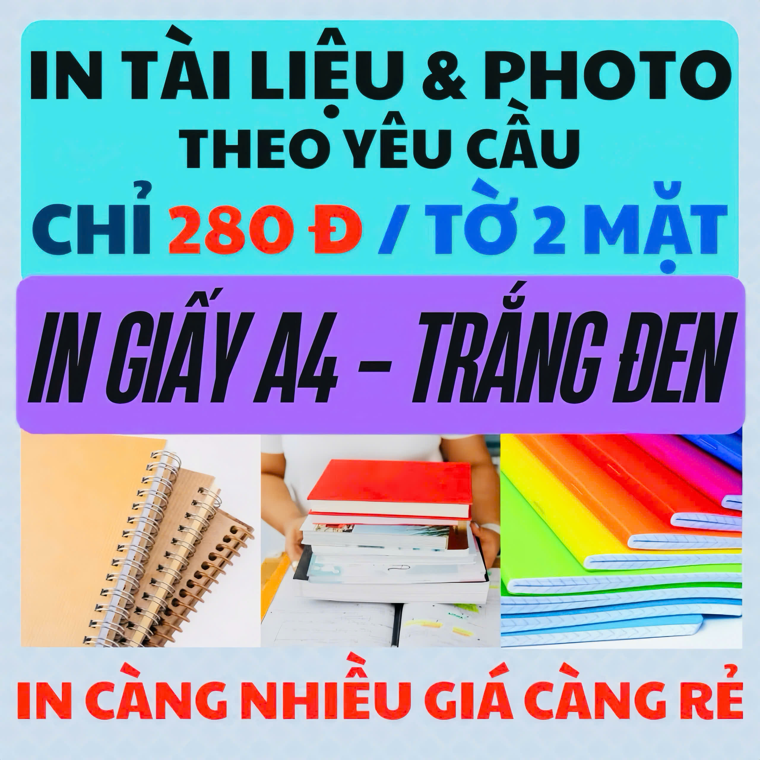 IN TÀI LIỆU PHOTO TÀI LIỆU A5 MÀU THEO YÊU CẦU GIÁ RẺ