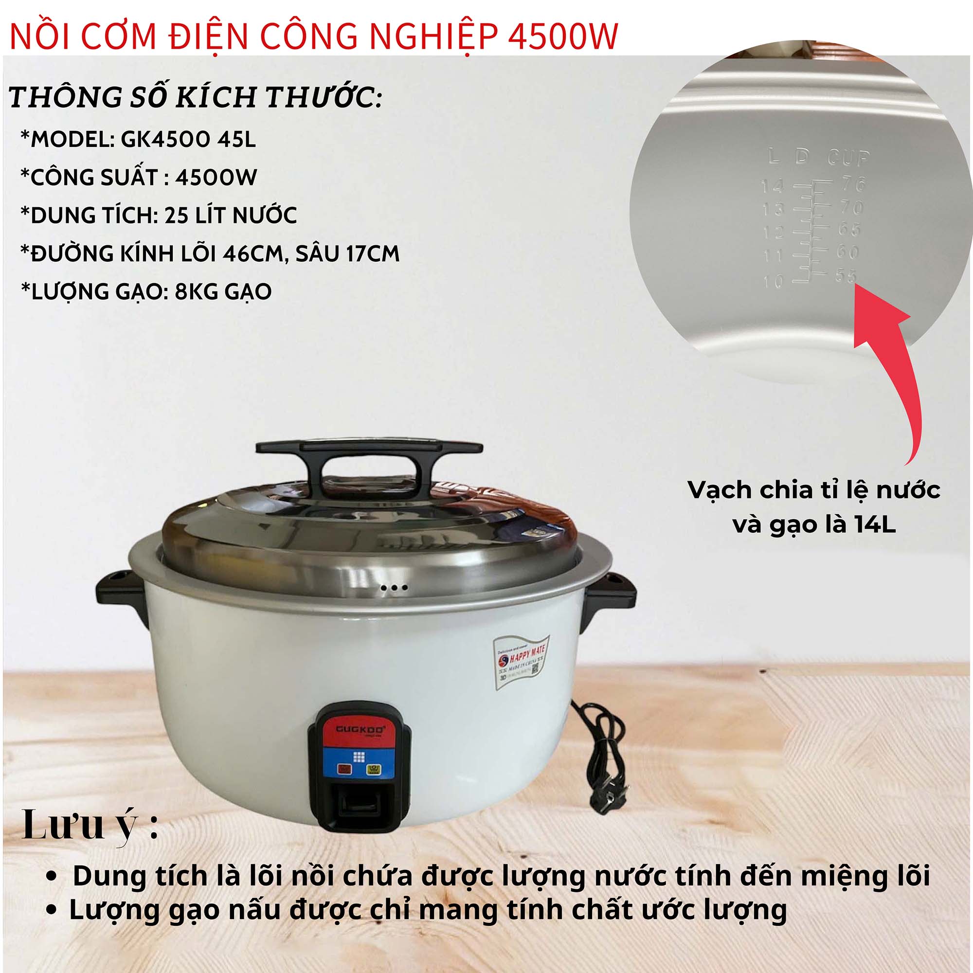 Nồi cơm điện công nghiệp to 8L 13l - 45L Cuckoo lớn Bền Dày Nấu Cơm Ngon BH 12 Tháng