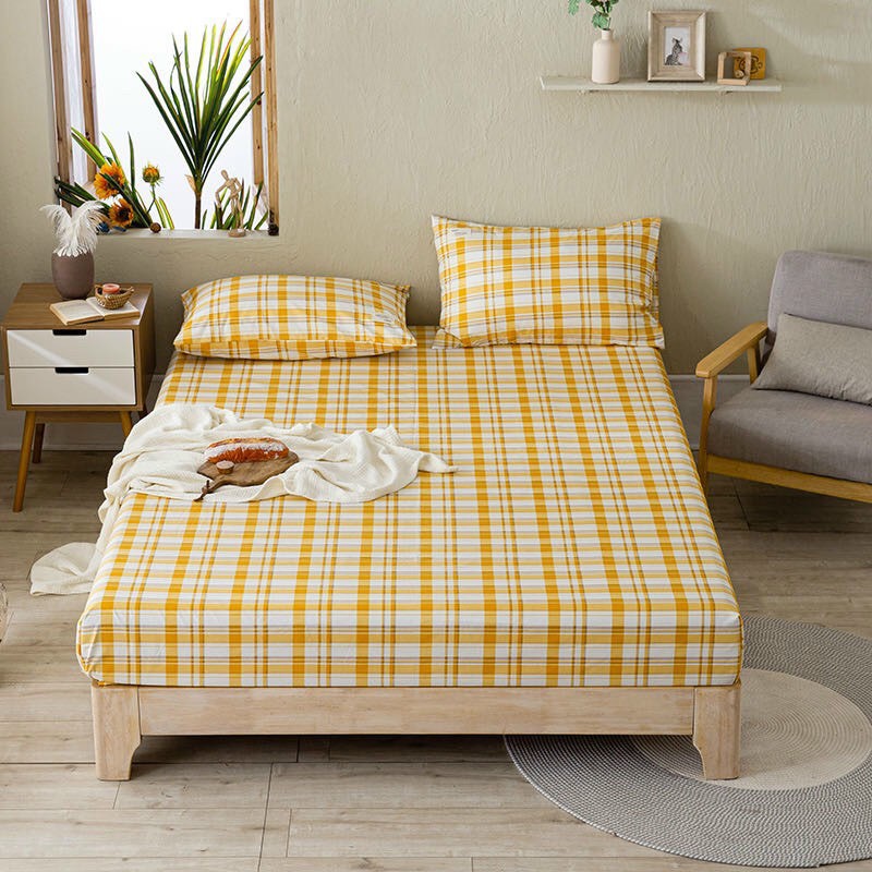 Bộ ga giường và vỏ gối Cotton Tici kẻ M2T Bedding - drap giường và 2 vỏ gối - miễn phí bo chun đủ size 1m 1m2 1m4 1m5 1m6 1m8 2m 2m2