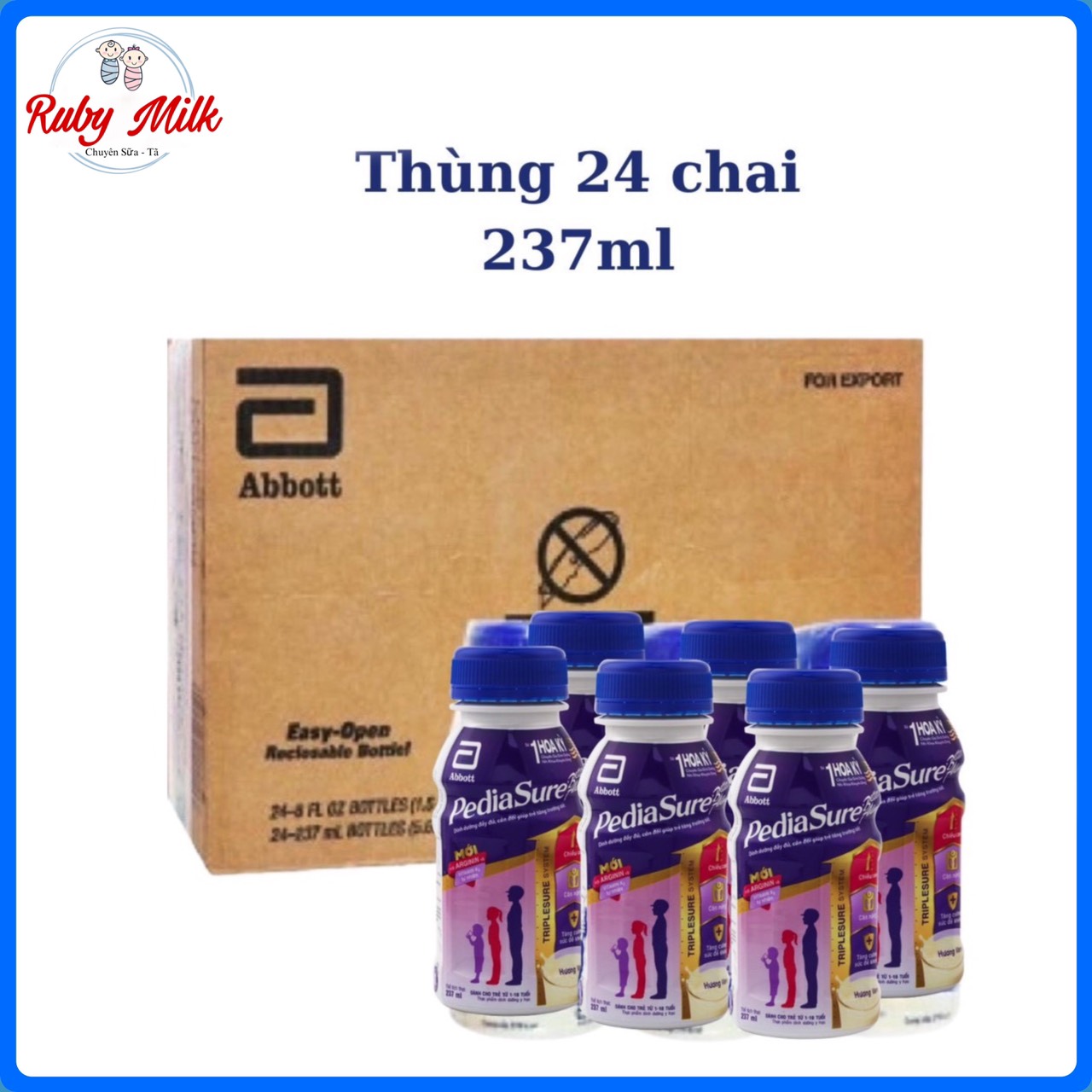 Thùng 24 Chai Sữa Pediasure pha sẵn 237ml Vani