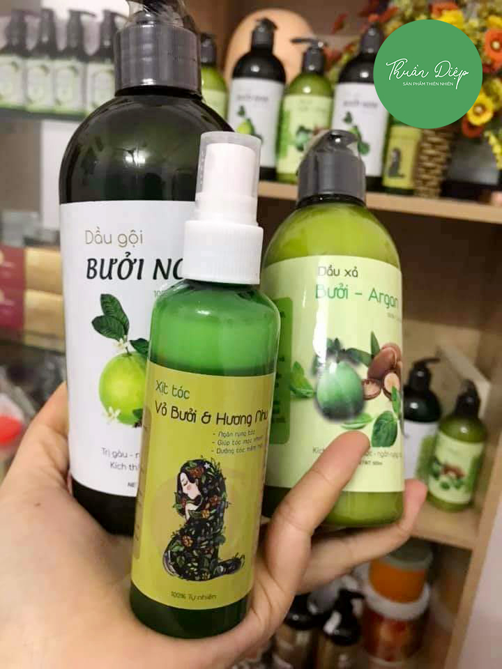 Combo Gội Bưởi Non+Xả Bưởi+ Xịt Bưởi Hương Nhu [ 100% Chiết Xuất Từ Nhiên Liệu Thiên Niên]. Bộ Combo Kích Thích Mọc Tóc.