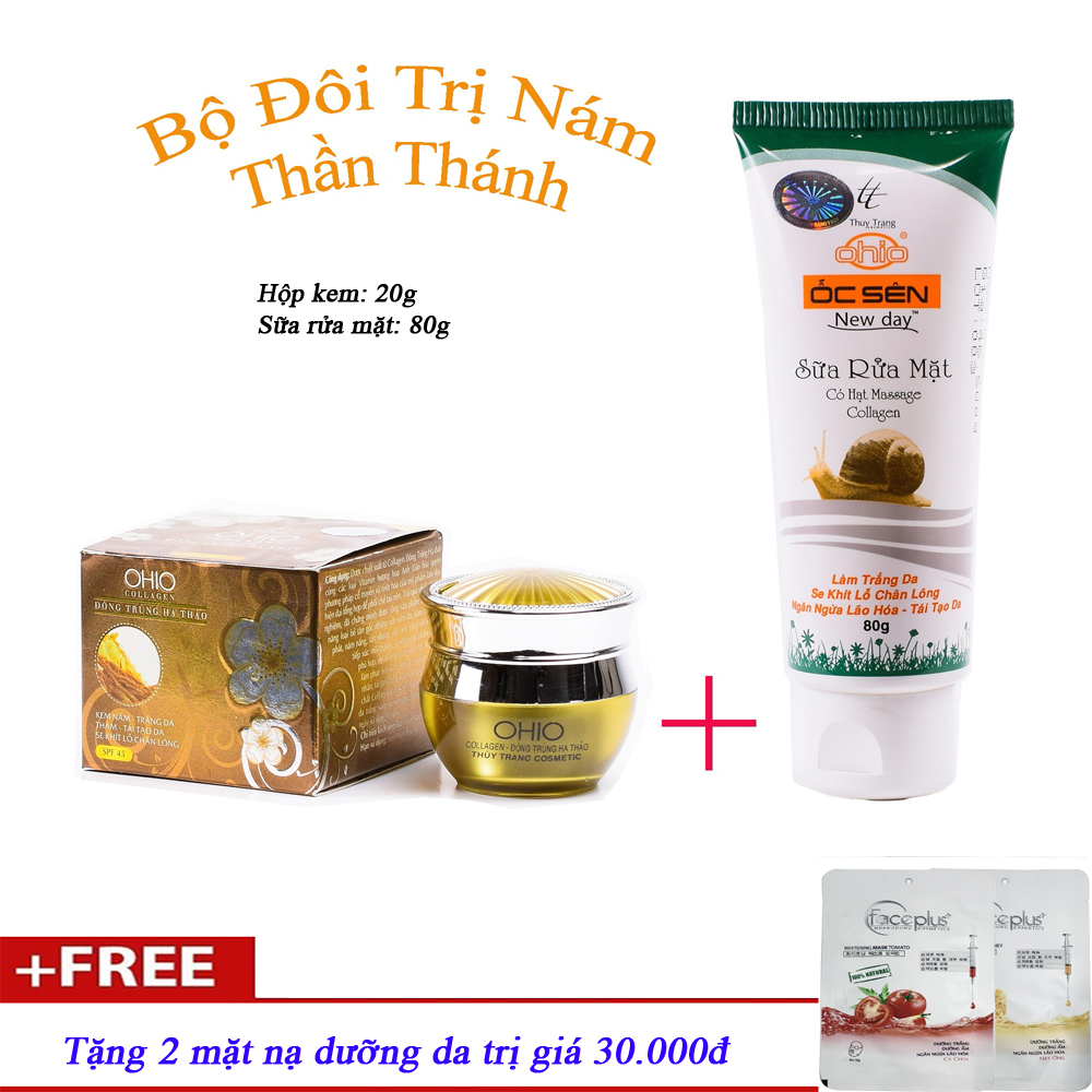 [Hcm]Bộ Mỹ Phẩm Ngừa Nám Trắng Da Ohio Collagen - Đông Trùng Hạ Thảo (Tặng Quà)