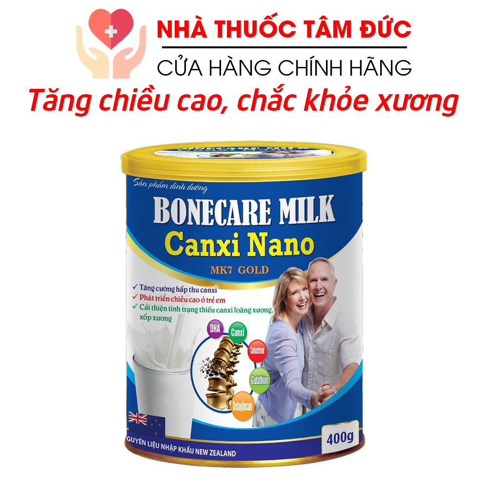Sữa bột bổ xương khớp Boncare Milk Canxi Nano MK7 canxi tăng chiều cao chắc khỏe xương khớp - Hộp 400g