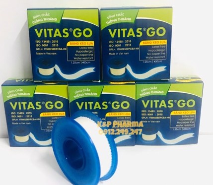 Băng keo lụa Vitas Go | Thông thoáng dính chắc lốc 12 cuộn