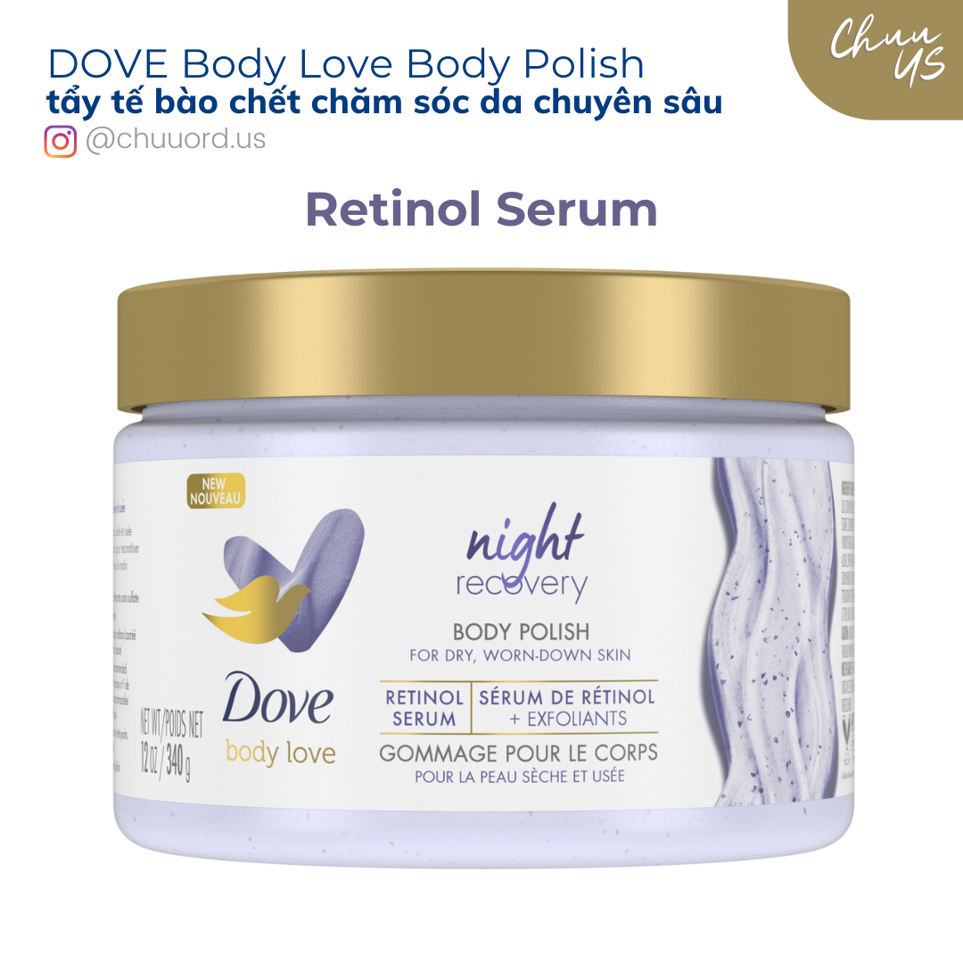 (AuthMỸ) Tẩy tế bào chết toàn thân chăm sóc da chuyên sâu Dove Body Love Body Polish Exfoliate - Chu