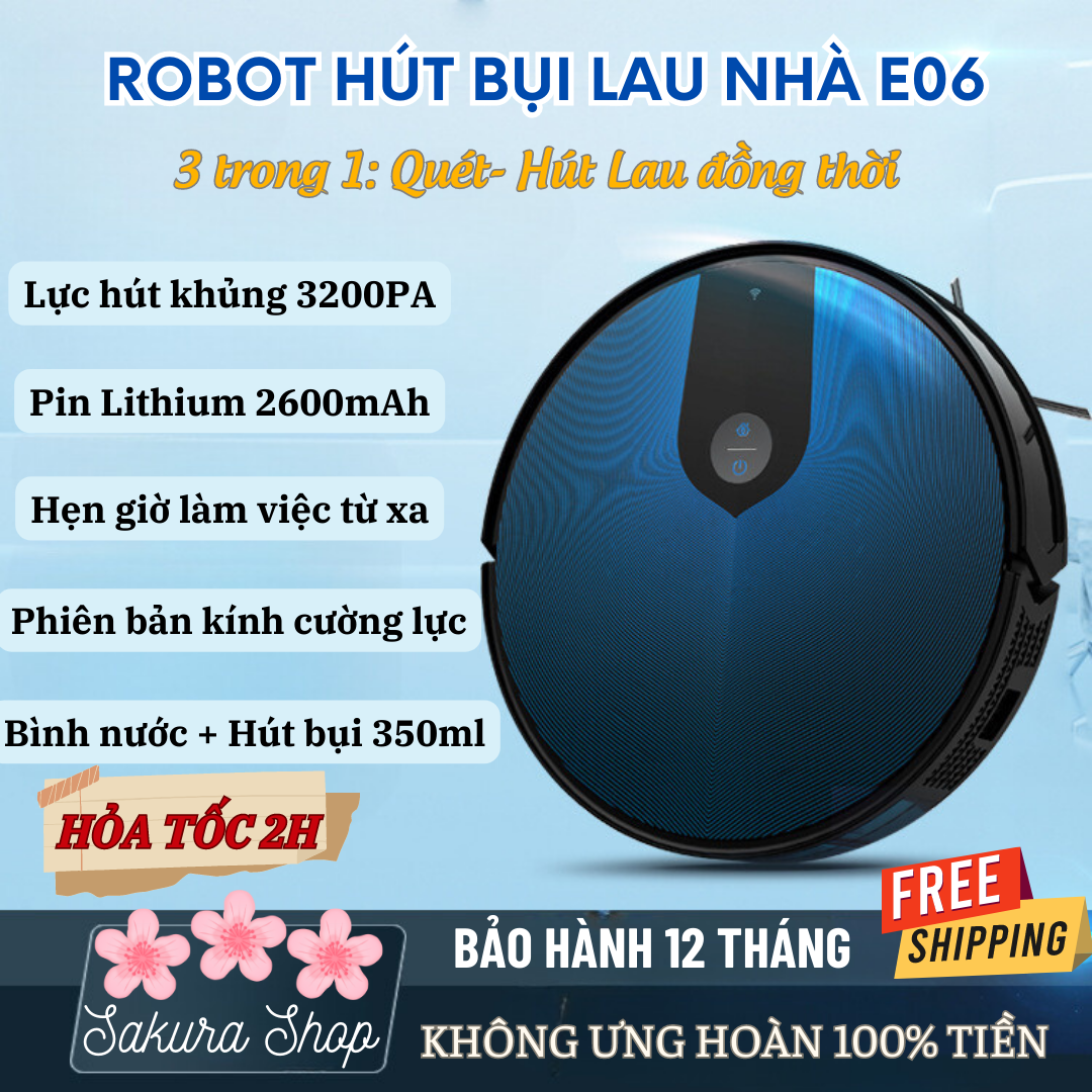 Rô bốt hút bụi lau nhà E06 -robot hút bụi tự động robot - robot hút bụi lau nhà-ro bot hút bụi lau n