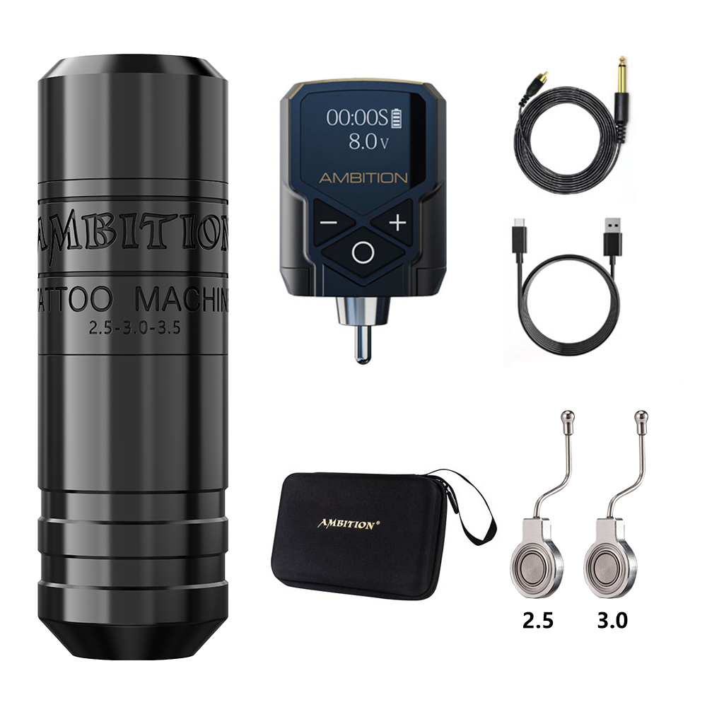 Ambition 28mm Torped 2 Rotary Tattoo Pen Stroke 2.5-3.0-3.5mm Máy không dây Kuark Pin Động cơ không