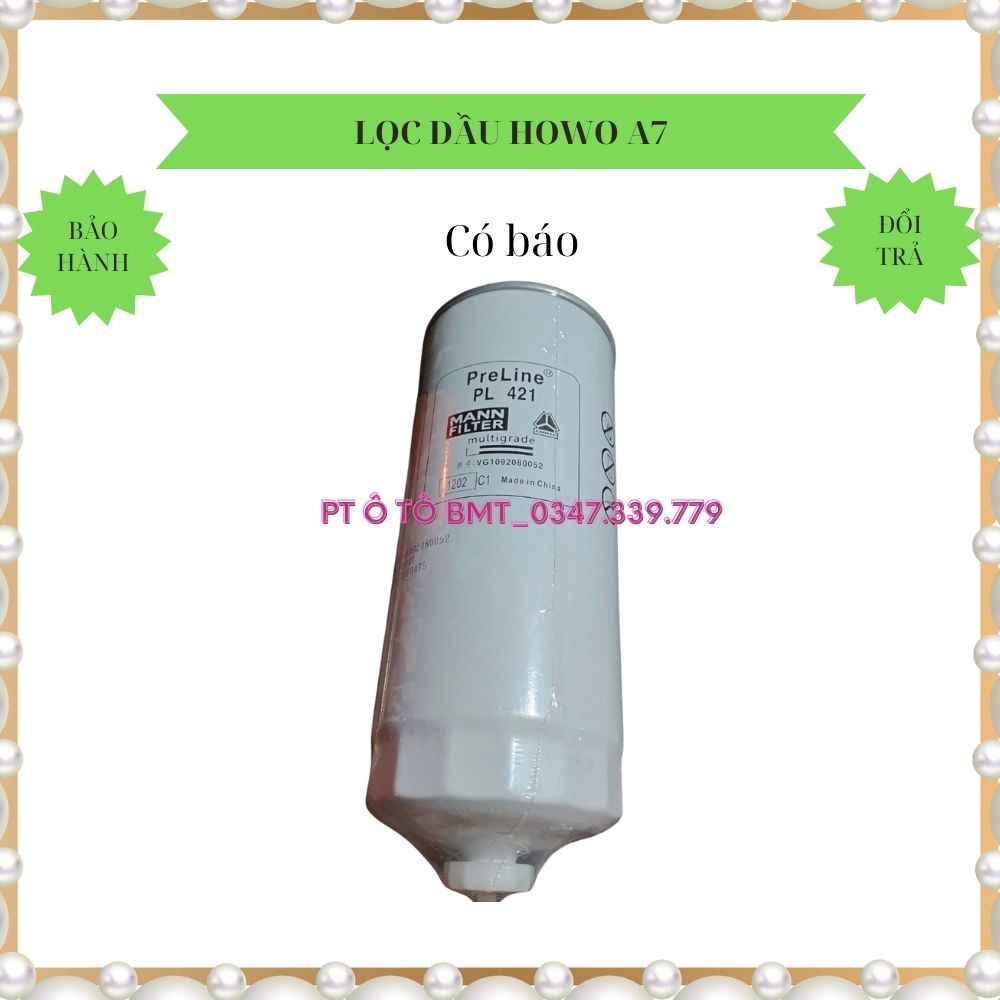 Lọc dầu thô lọc tinh ( lọc nhiên liệu) cho xe Howo 380 lọc dầu PL421 (VG1092080052) và W999/1