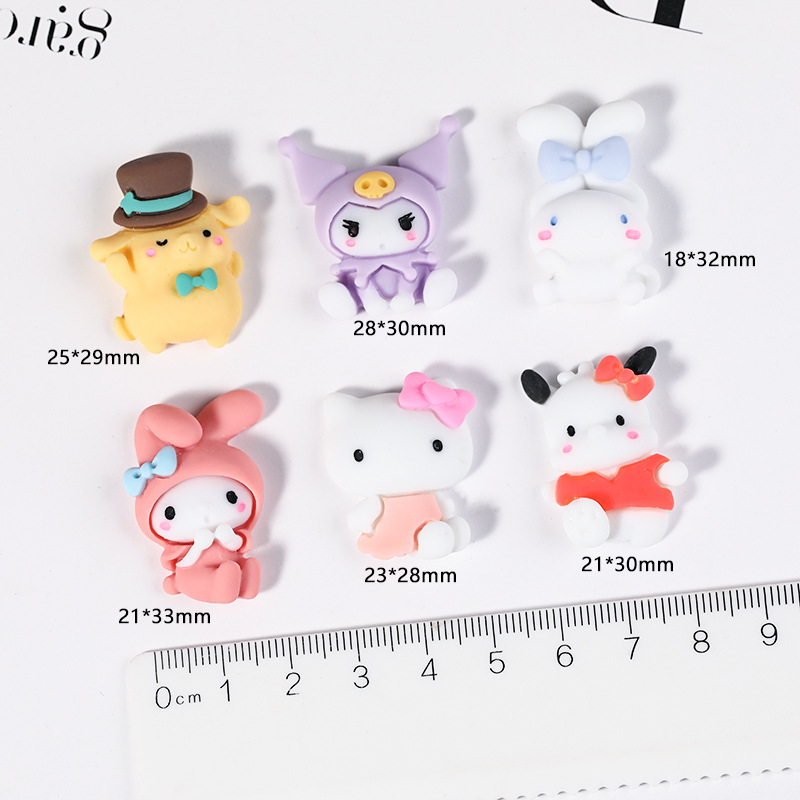 Bộ 6 Charm trang trí Sanrio: Kuromi Melody Cinnamoroll Kitty Pompompurin Pochacco