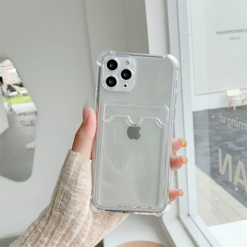 Ốp lưng cho iP mềm trong suốt dẻo có ngăn đựng thẻ - Hàng nhập khẩu DC4 Shalla