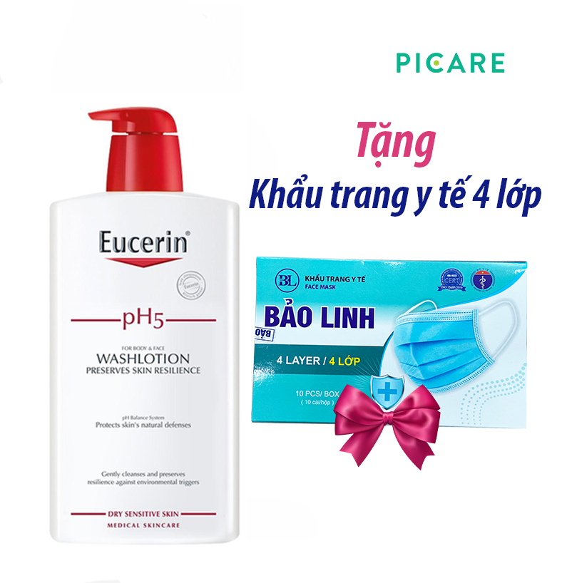 [ Mua 1 Tặng 1] Eucerin Sữa Tắm Và Rửa Mặt Dịu Nhẹ Dành Cho Da Nhạy Cảm Ph5 Washlotion 1000Ml Kèm Qùa Tặng