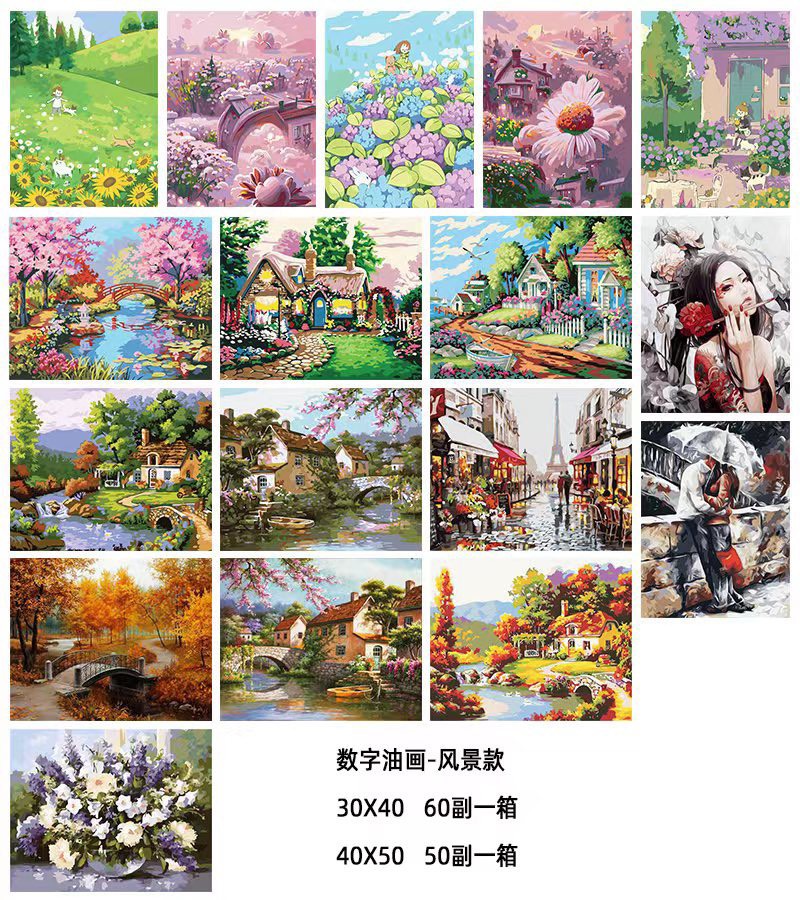 [CÓ KHUNG SẴN] Tranh số hoá phong cảnh loại lớn 40x50cm - Tranh tô màu theo số hoa size lớn