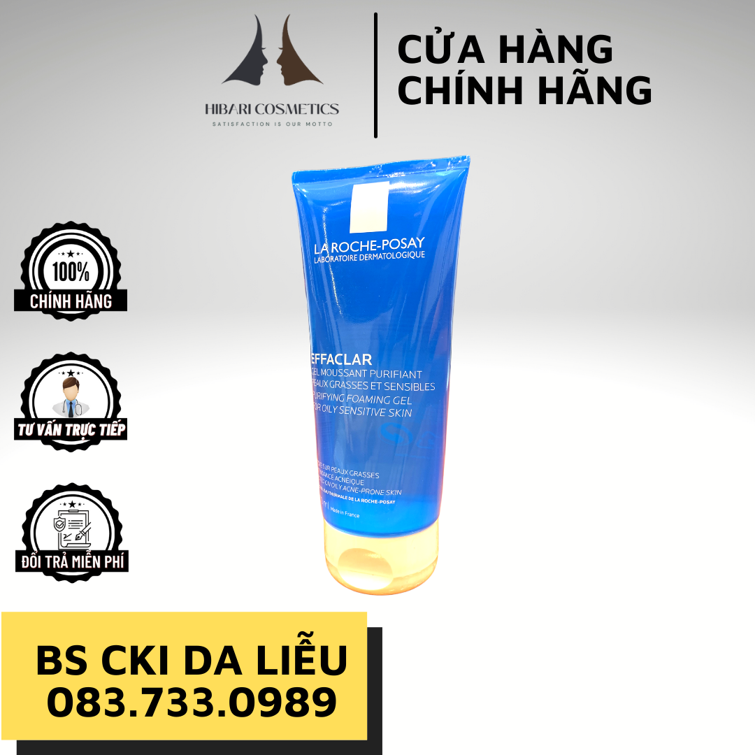La Roche Posay Gel Rửa Mặt Dành Cho Da Dầu Nhạy Cảm Effaclar Purifying Foaming Gel 200Ml - Nhẹ Nhàng Làm Sạch Bụi Bẩn Và Bã Nhờn Dư Thừa Hỗ Trợ Điều Trị Mụn Mang Lại Làn Da Sạch Và Thoáng Mát.