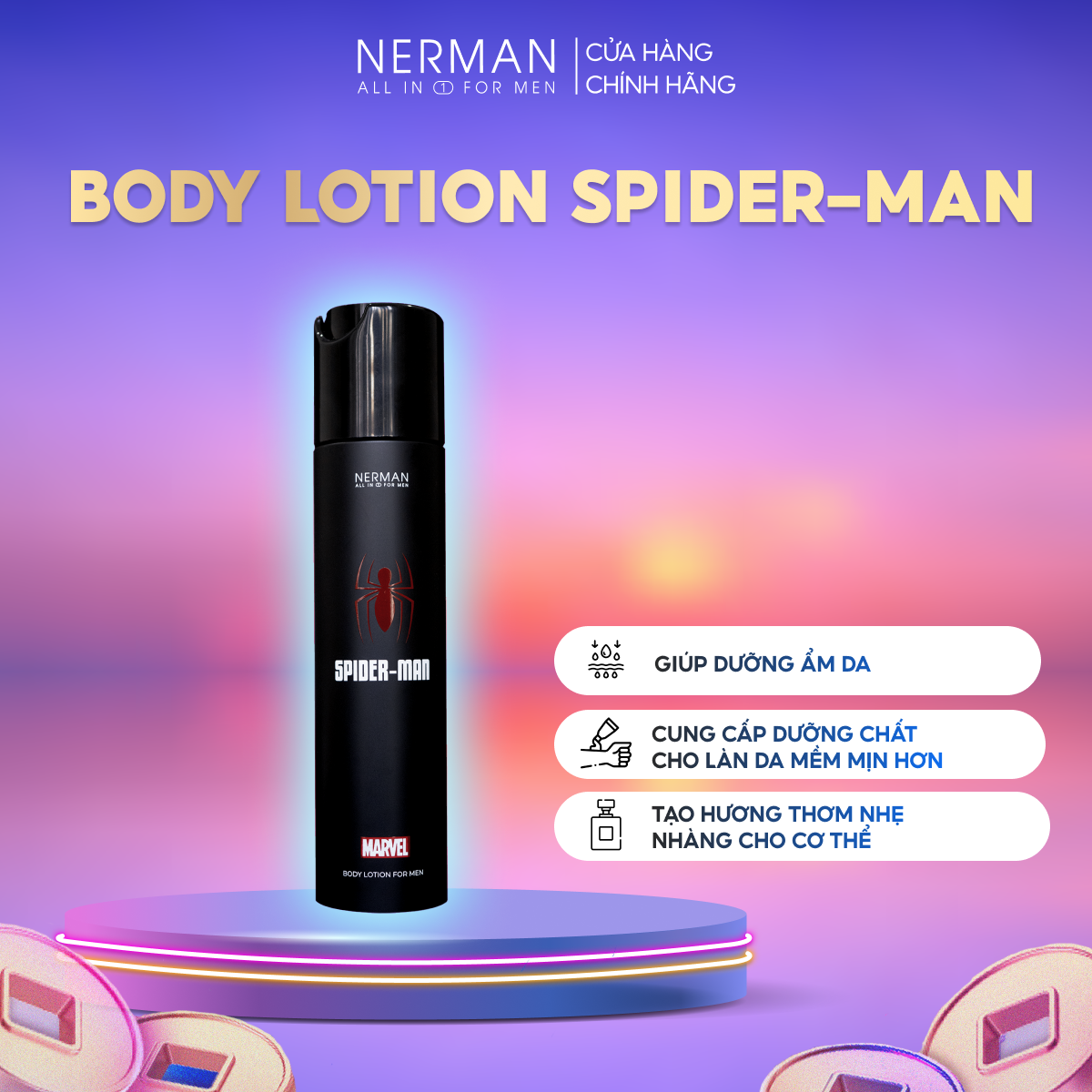 Body Lotion Spider Man Marvel Collection Nerman Dưỡng Thể Dưỡng Ẩm Cho Nam Hương Nước Hoa 180g