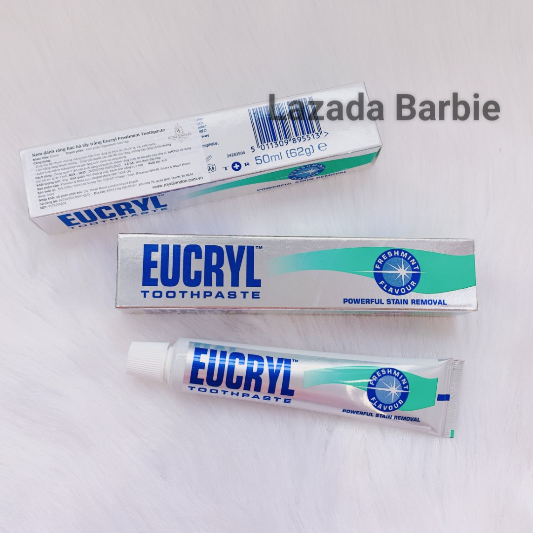 Kem Đánh Răng Bạc Hà Trắng Răng Eucryl Toothpaste 62G