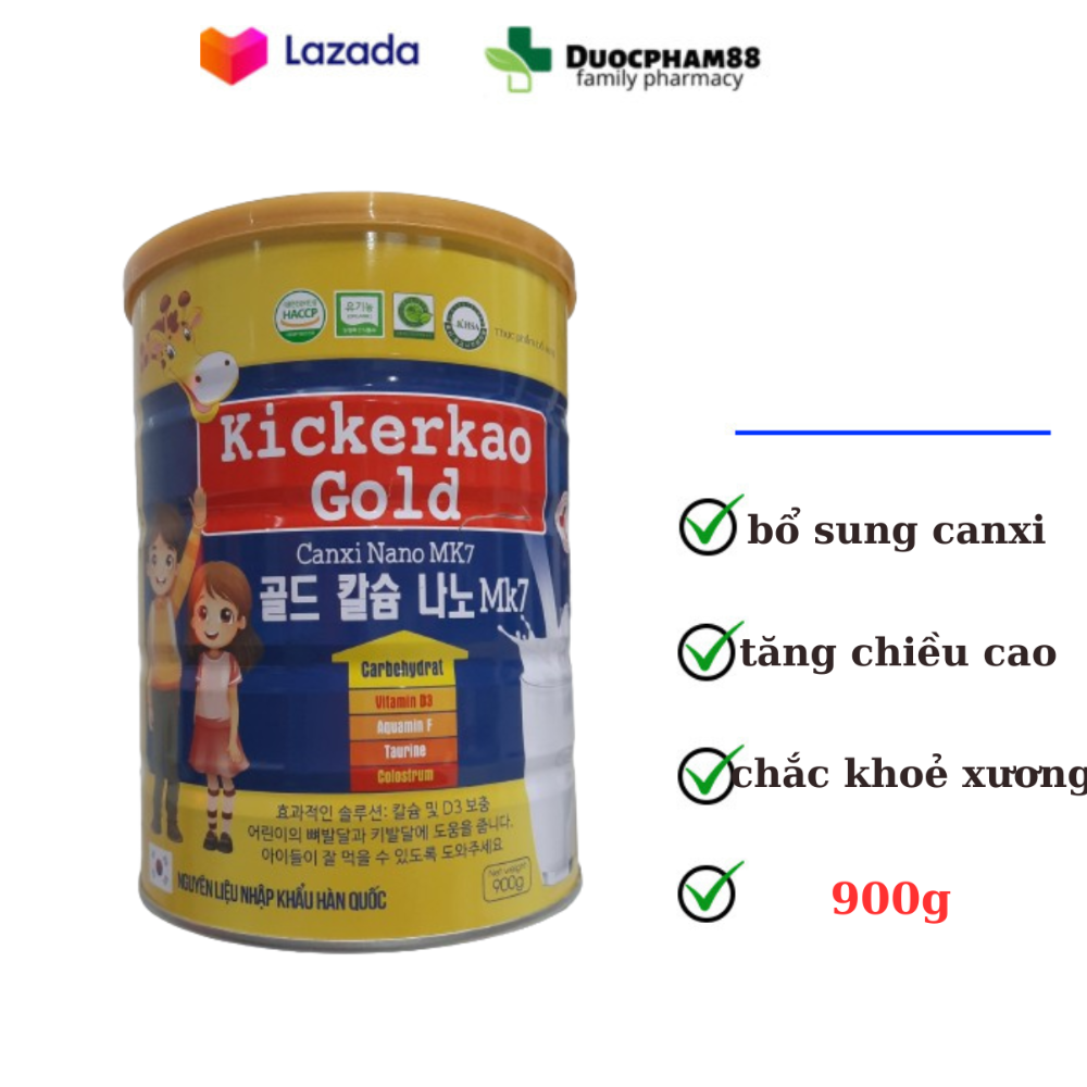 Sữa bột Kickerkao Gold Canxi Nano MK7 giúp bổ sung canxi tăng chiều cao chắc khoẻ xương hộp 900g