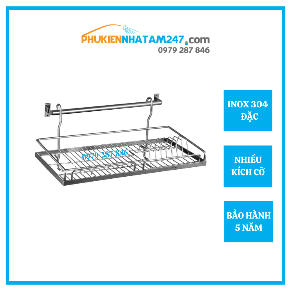 Kệ chén treo tường Inox 304 PHÁT ĐẠT (nhiều size) rổ úp chén 1 tầng giá để bát kệ đựng bát dĩa (SP13