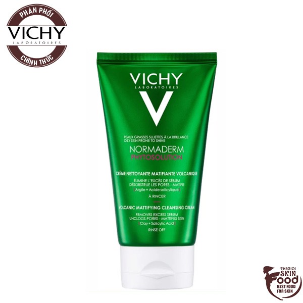 Sữa Rửa Mặt Đất Sét Làm Sạch Sâu Vichy Normaderm Phytosolution Volcanic Mattifying Cleansing Cream 125Ml